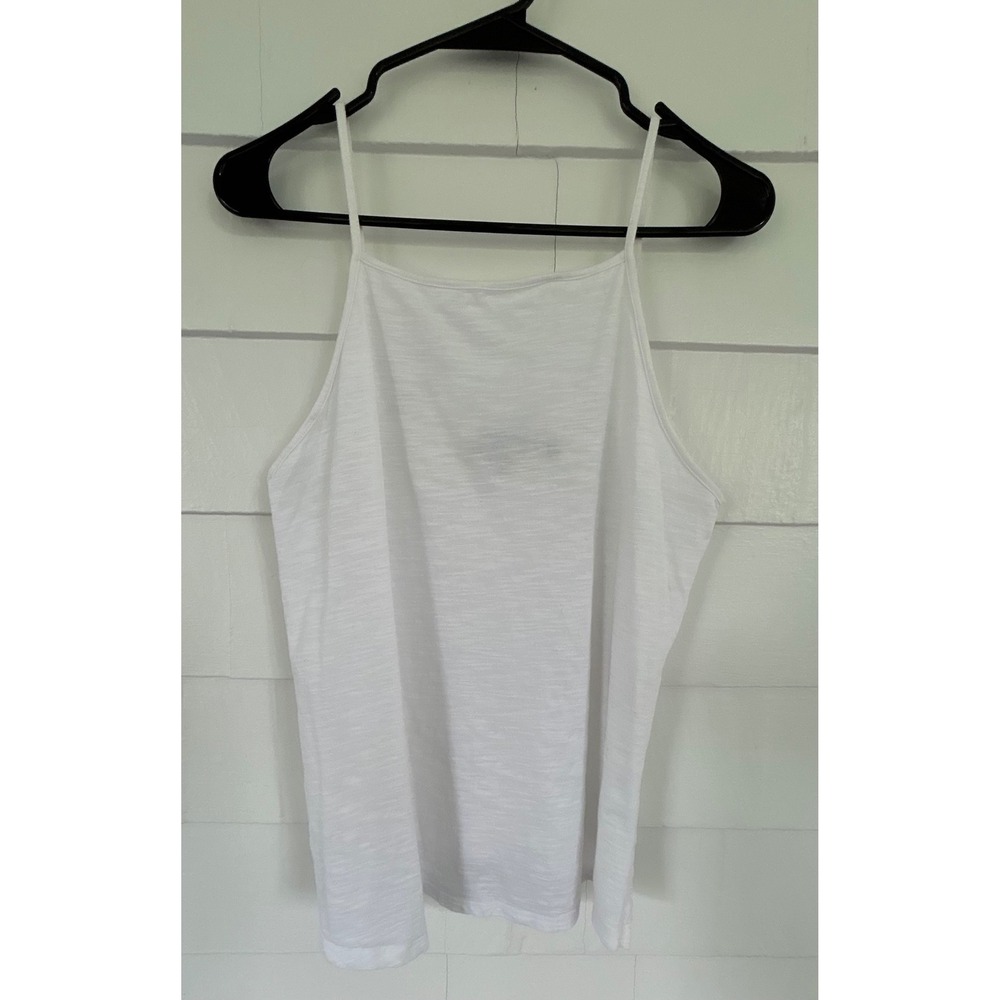 Theory White Square Neck Sea Slub Cotton Spaghetti Strap Tank Top Medium